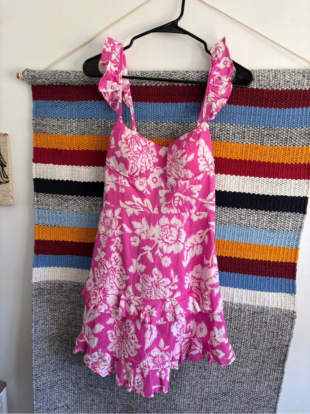 Pink Floral Ruffled Mini Dress - Picture 3 of 8